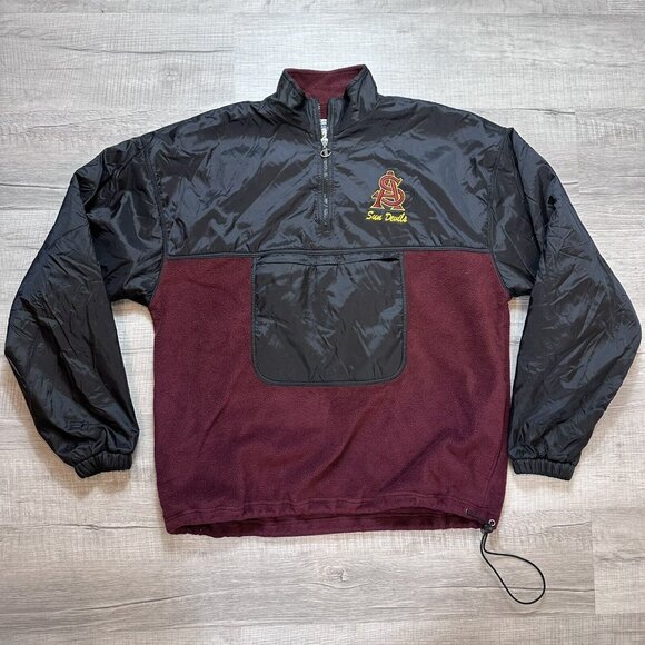 VINTAGE Arizona State Sun Devils 1/4 Zip Pullover Jacket Mens Sz Large Champion - Picture 1 of 9